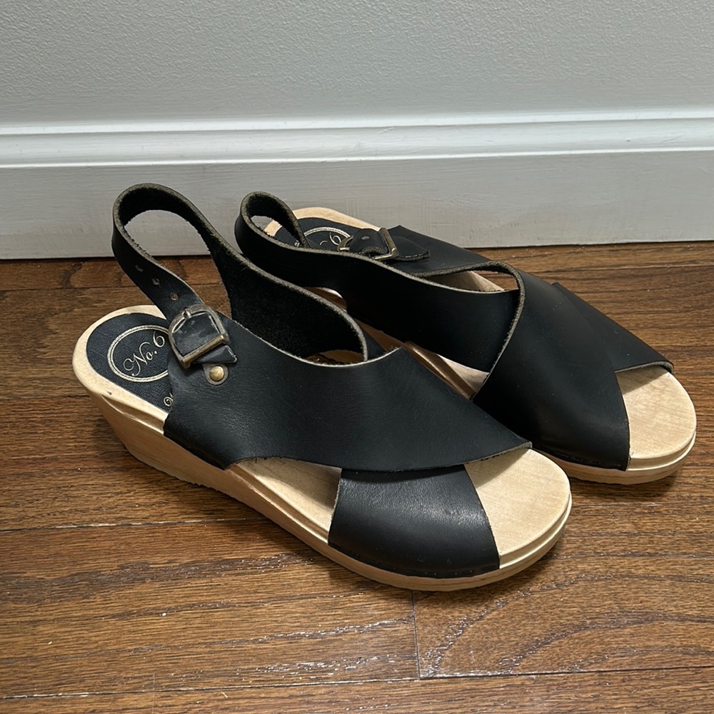 No. 6 wooden clog sandals 2” heel